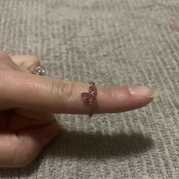 Gold and pink bow ring size 6 - Picture 4 of 5